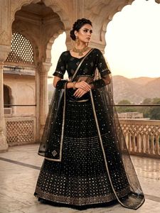 Black Sequined Lehenga Choli free gift