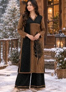 🇳🇿💫🎀Elegant Brown & Black Kurta Set