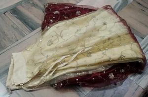 Maroon &amp; Cream Lehenga Choli Set