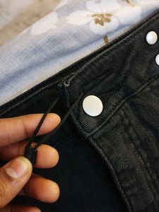 Black Denim Mini Skirt with Zipper Details