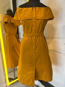 Mustard Yellow Off-Shoulder Dress