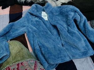 Cozy Blue Fleece Zip-Up Jacket