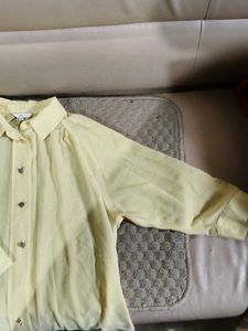 Light Yellow Collared Button-Up Blouse