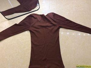 Brown Square Neck Long Sleeve Top