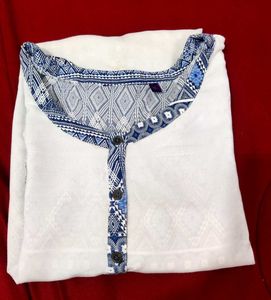 Elegant White &amp; Blue Kurta Top