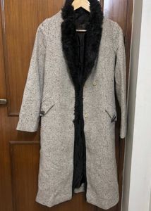 Faux Fur Collar Single Breasted Overcoat