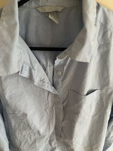H&amp;M Light Blue Striped Button-Up Shirt
