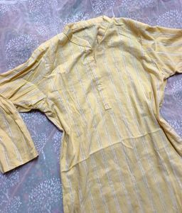 Yellow Striped Kurta Set with bottoms (women's)