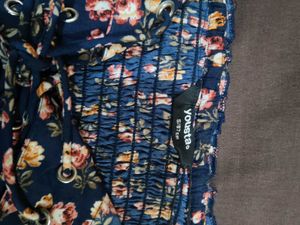 Navy Floral Puff Sleeve Dress