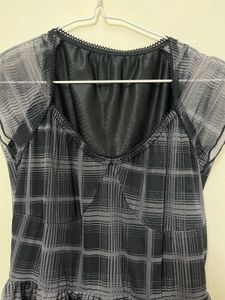 Chic Plaid Sheer Sleeve Top