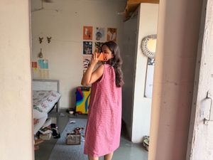 Pink Gingham Sleeveless Dress