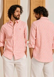 Men's OG Andamen coral gingham shirt