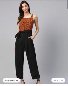 Zima Leto Brown &amp; Black Printed Basic Jumpsuit
