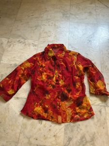 Vibrant  Red Stylish Chiffon Top For Ladies