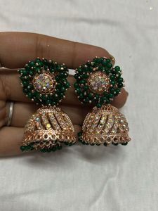 Elegant Green Jhumka Earrings