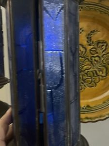 Antique stained glass brass Lanterns (Set of2)