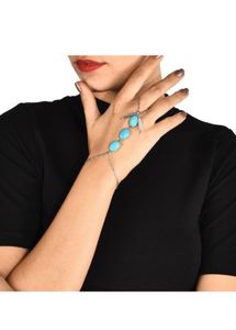 Boho Turquoise &amp; Feather ring bracelet