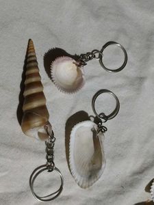 3 Handmade Seashell Keychains