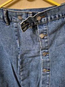 Denim Button-Up Midi Skirt