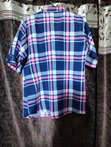 Checkered Button-Up Tunic