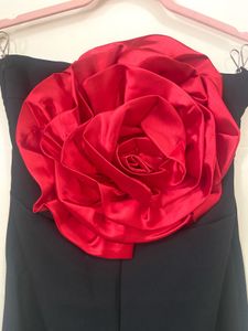 Chic Black Jumpsuit with Rose Detail