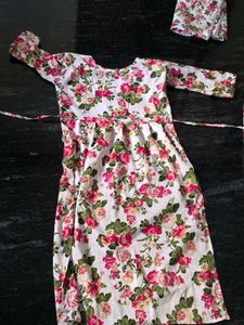 3 piece floral asthetic kurta set with duppata