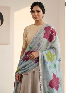 Designer Floral Hand painted Dupatta