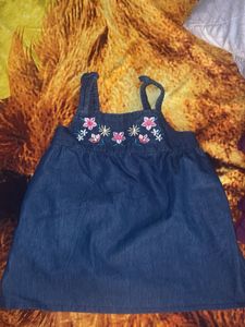 Cute Denim top with Floral Embroidery