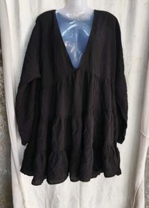 Flowy Black Tiered Maxi Dress