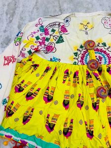Vibrant Embroidered Kurta with Tassels