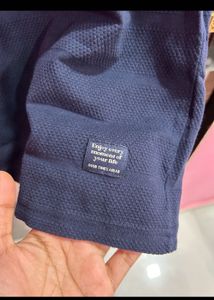 Men's Navy Blue Textured T-Shirt