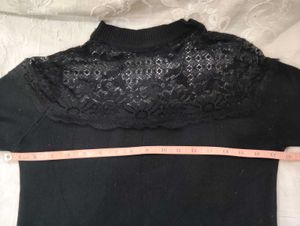 Black Lace Detail Long Sleeve Top