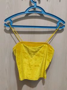 Yellow Velvet Cami Crop Top