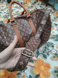 Brown Patterned Gym &amp; Travel Bag