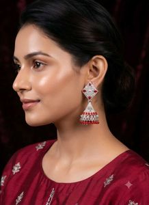 Elegant Red Jhumka Earrings