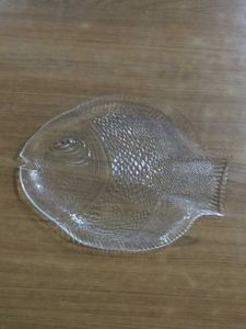 Large Glass Dinner Fish Shaped Serving Platter