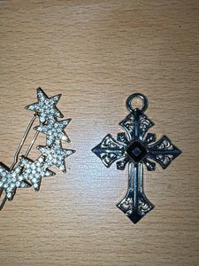 Sparkling Star Hair Clip &amp; Cross Charm