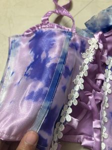 Tie-Dye Corset Top with Ruffle Detail