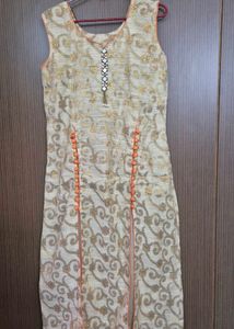 Festive Kurta and Orange Skirt Set