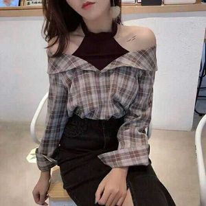New with tag Korean Trendy Plaid Cut-Out Collar To