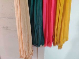 Set of 4 Pleated Dupattas in Vibrant Colors