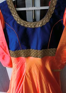 Heavy Embroidered Mulberry Silk Ethnic Gown