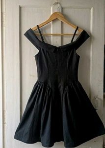 Black Off-Shoulder Fit & Flare Dress