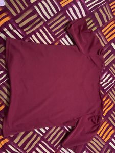 Maroon V-Neck Puff Sleeve Top