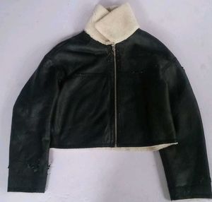 Faux Leather Cropped Jacket
