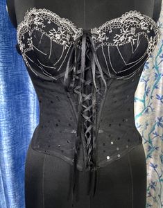 Black Corset with Sequins & Lace