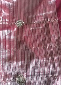 Magenta Soft Organza Handwork Saree with Zari Bord