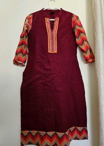 Maroon Embroidered Kurti