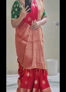 Elegant Red Banarasi Saree very soft material