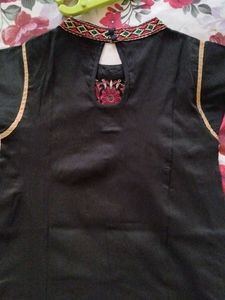 Embroidered Black Kurta | Short